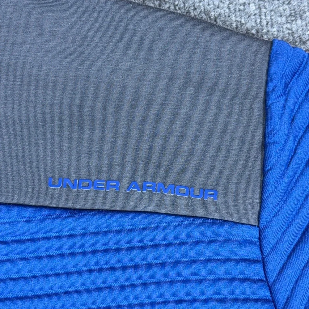 Under Armour ColdGear Mens Large Blue Ribbed Quarter Zip Pullover Jacket Loose